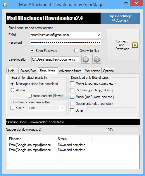 Mail Attachment Downloader Captura de pantalla 2
