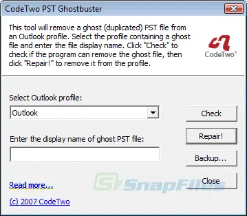 CodeTwo PST Ghostbuster Captura de pantalla 1