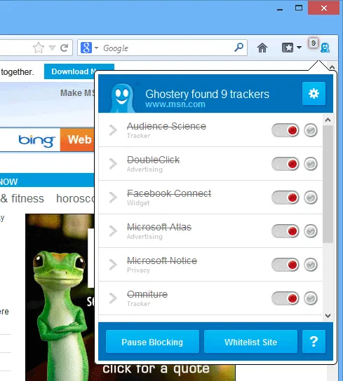 Ghostery for Firefox Captura de pantalla 1