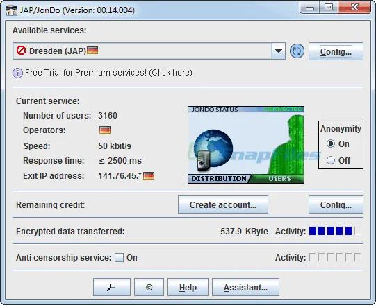 JAP Anon Proxy Captura de pantalla 1