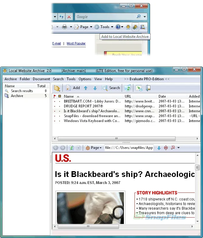 Local Website Archive Lite Captura de pantalla 1