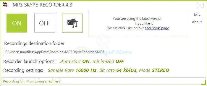 MP3 Skype Recorder Captura de pantalla 1