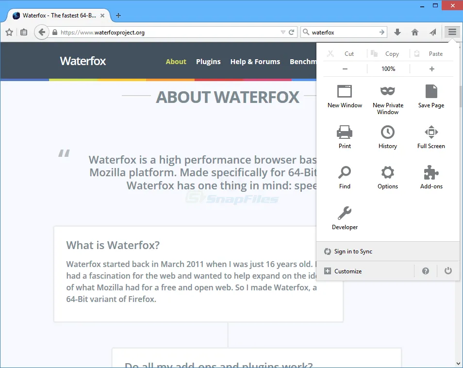 Waterfox Captura de pantalla 2