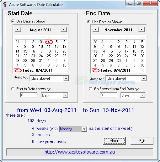 Acute Date Calculator Captura de pantalla 1