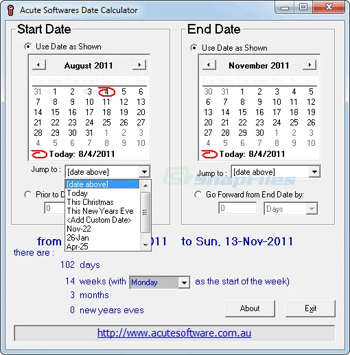 Acute Date Calculator Captura de pantalla 2