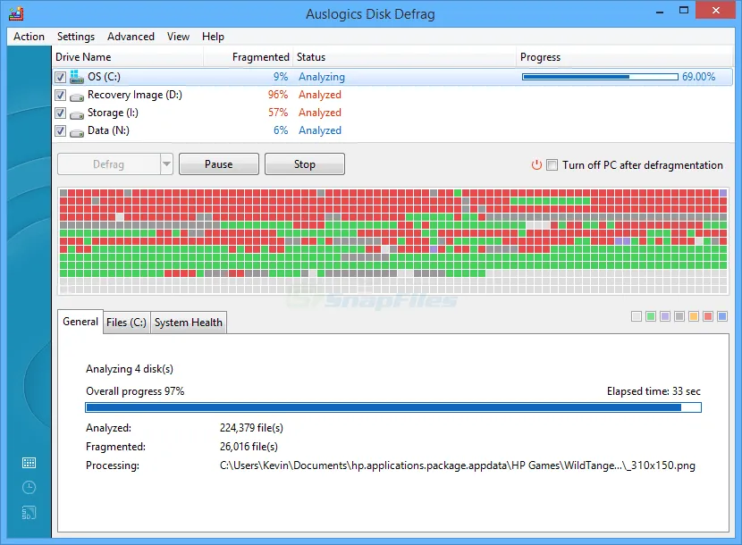 Auslogics Disk Defrag Captura de pantalla 1