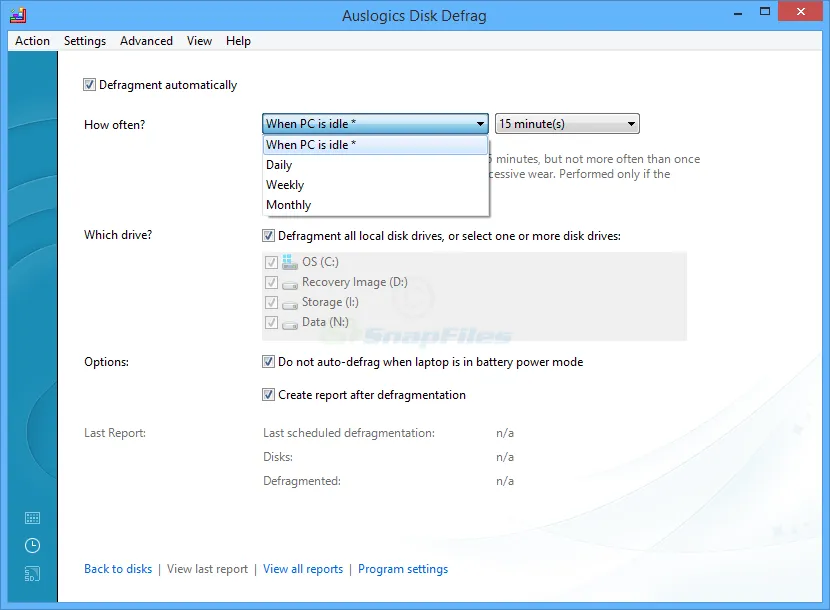 Auslogics Disk Defrag Captura de pantalla 2