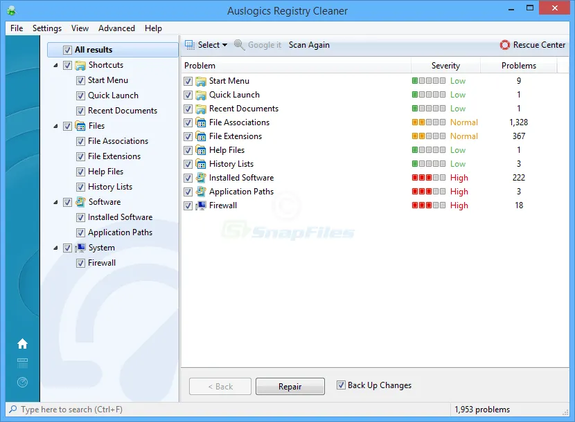 Auslogics Registry Cleaner Captura de pantalla 1