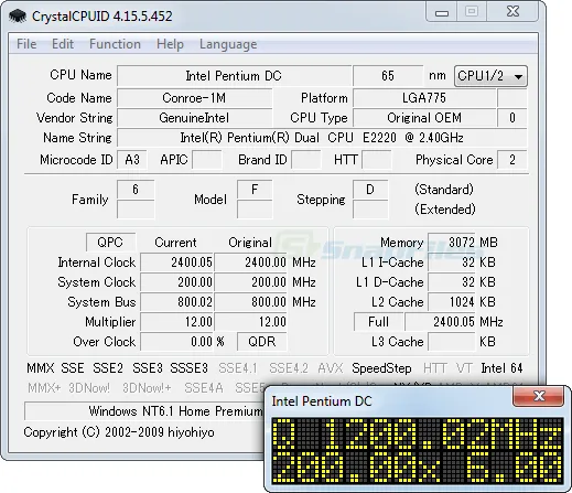 Crystal CPUID Captura de pantalla 1