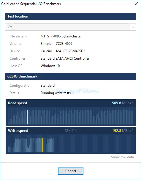 CCSIO Benchmark Captura de pantalla 1