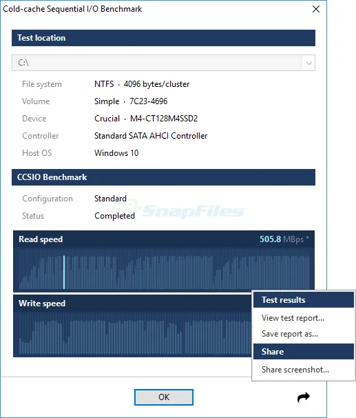 CCSIO Benchmark Captura de pantalla 2