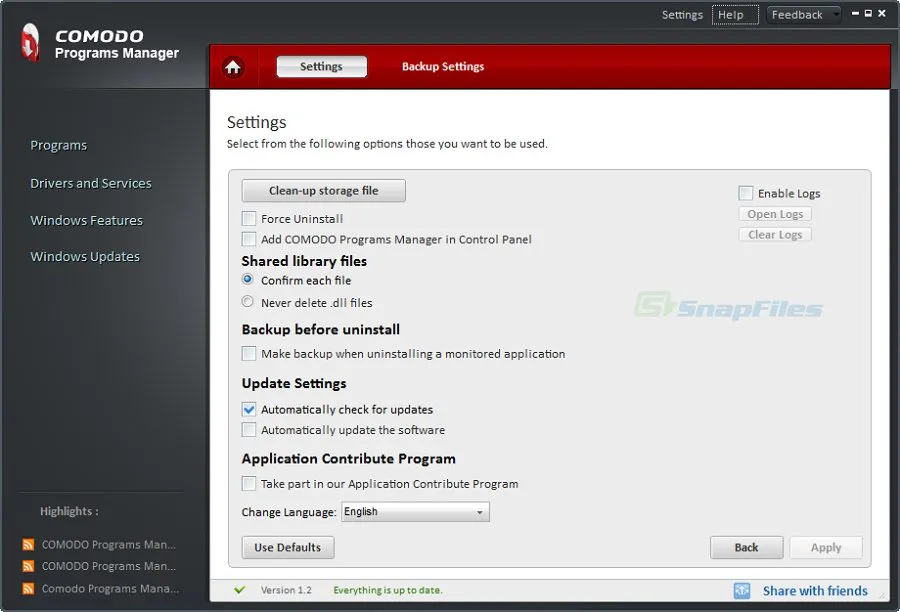 Comodo Programs Manager Captura de pantalla 2