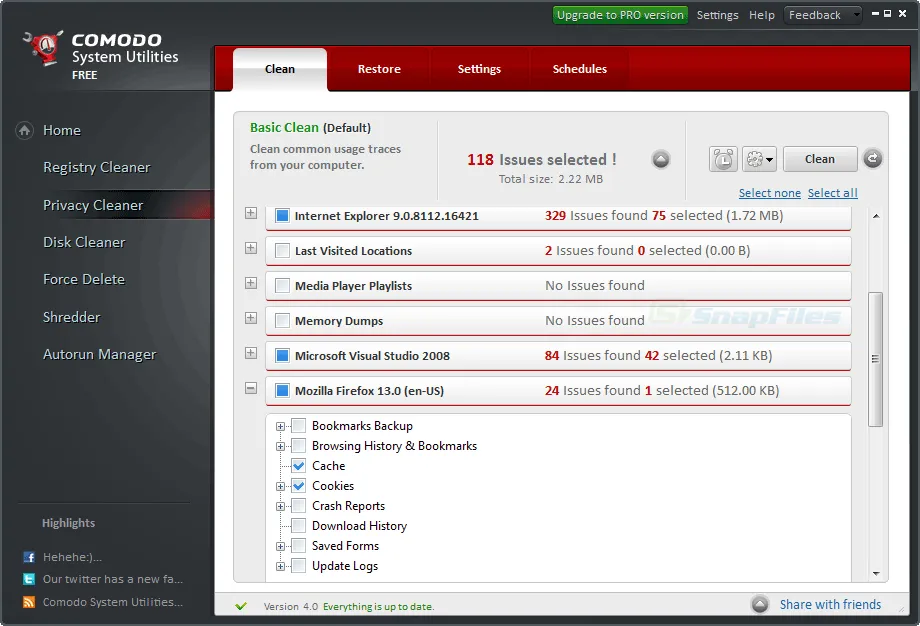 Comodo System Utilities Captura de pantalla 2