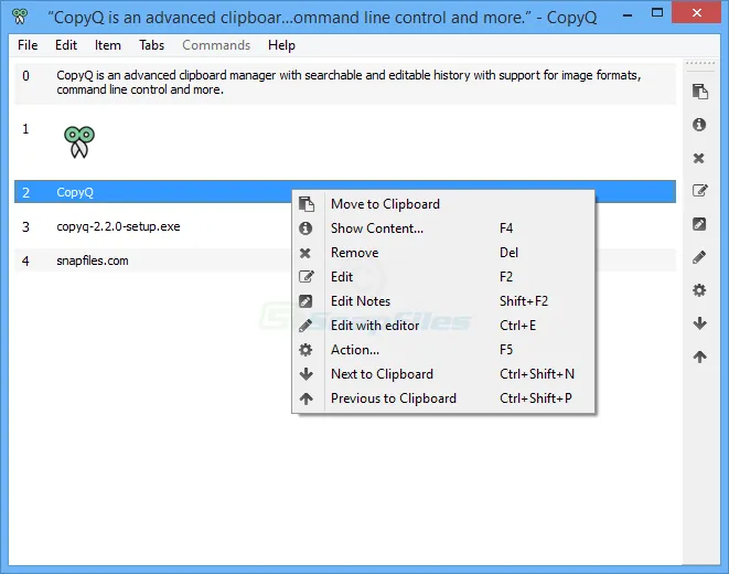 CopyQ Captura de pantalla 1