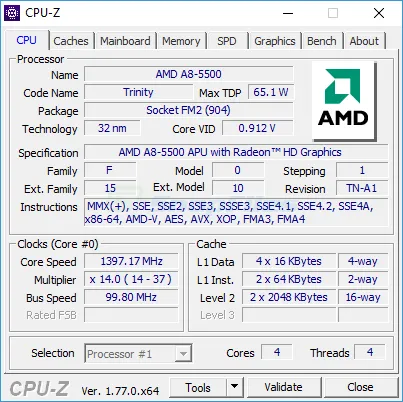 CPU-Z Captura de pantalla 1