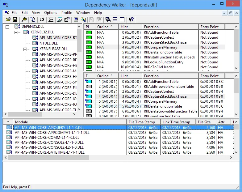 Dependency Walker Captura de pantalla 1