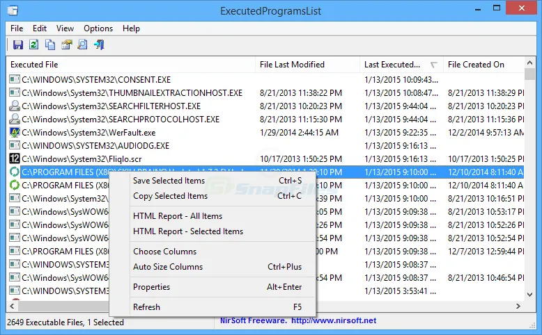 ExecutedProgramsList Captura de pantalla 1