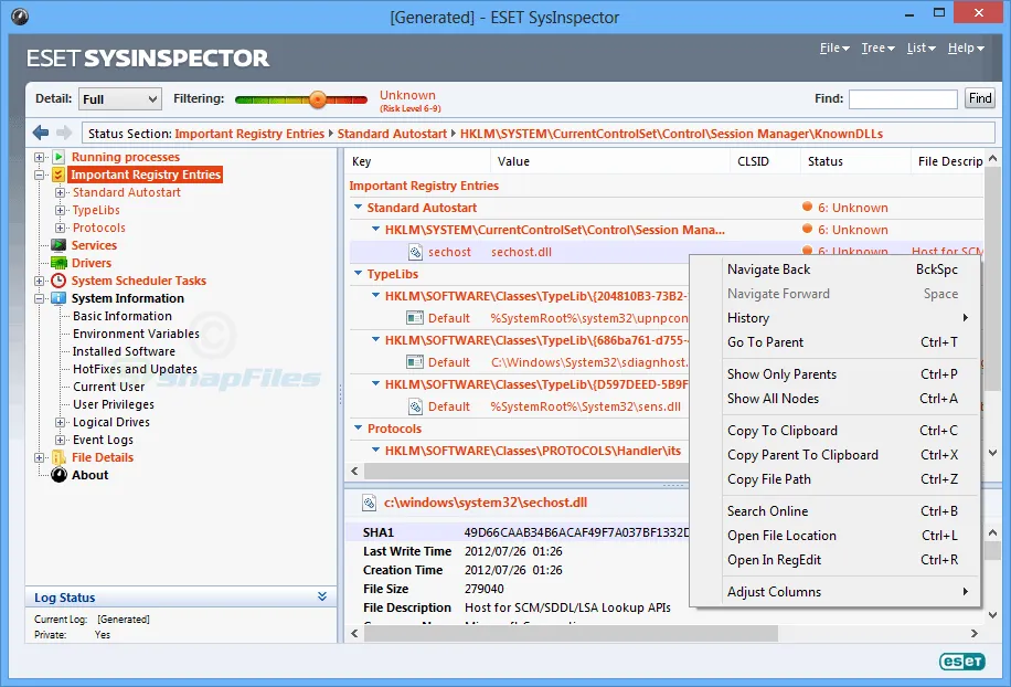 ESET SysInspector Captura de pantalla 2