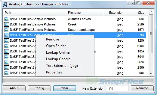 AnalogX Extension Changer Captura de pantalla 2