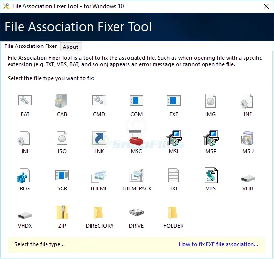 File Association Fixer Tool Captura de pantalla 1