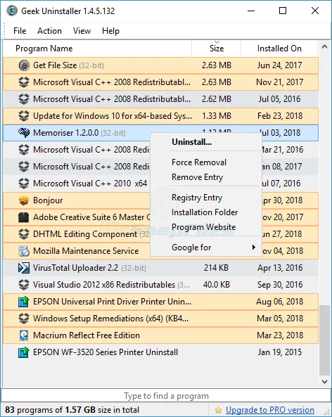 Geek Uninstaller Captura de pantalla 1