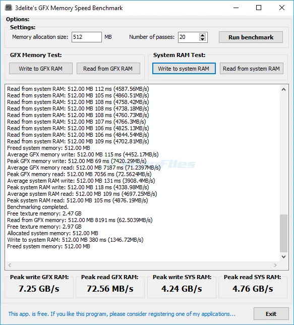 GFX Memory Speed Benchmark Captura de pantalla 1