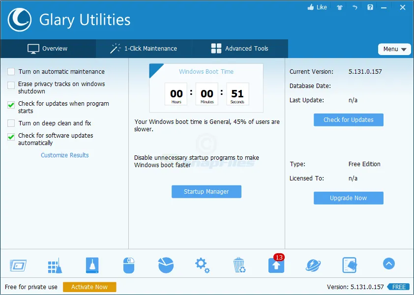 Glary Utilities Free Captura de pantalla 1