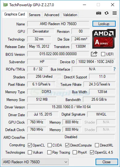 GPU-Z Captura de pantalla 1