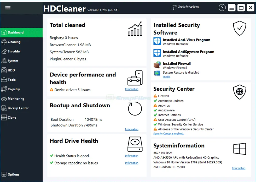 HDCleaner Captura de pantalla 1