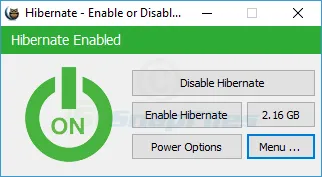 Hibernate Enable or Disable Captura de pantalla 1