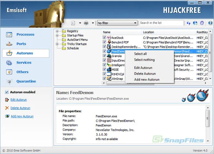 Emsisoft HiJackFree Captura de pantalla 2