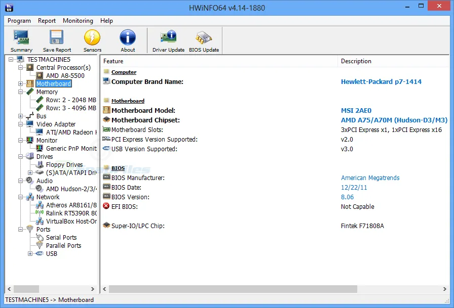 HWiNFO Captura de pantalla 1