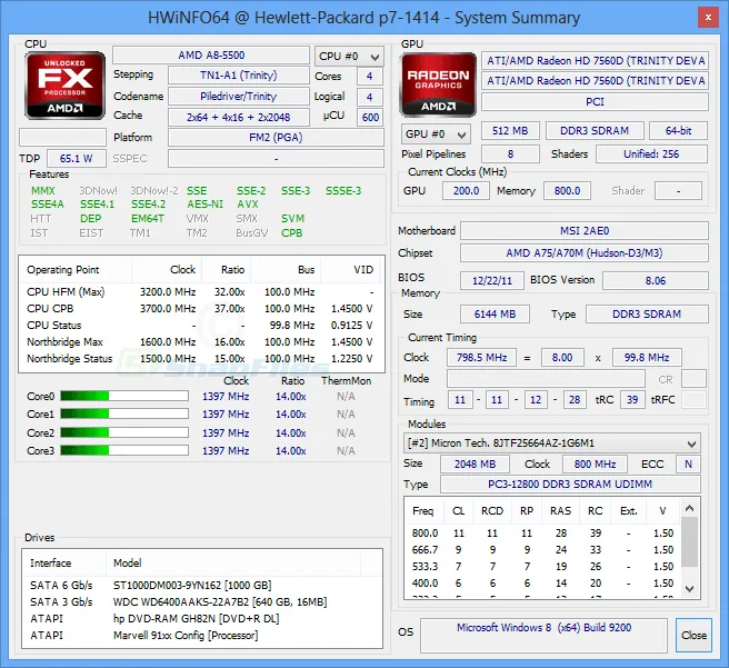 HWiNFO Captura de pantalla 2