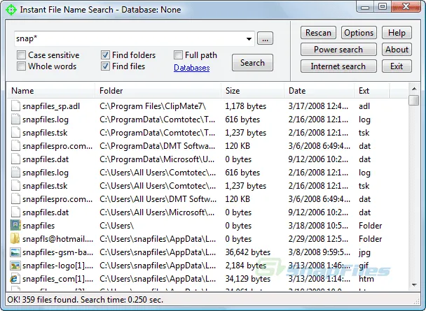 Instant File Name Search Captura de pantalla 1