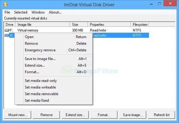 ImDisk Virtual Disk Driver Captura de pantalla 1