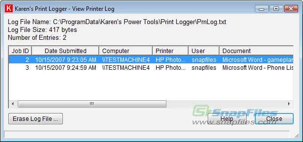 Karens Print Logger Captura de pantalla 2