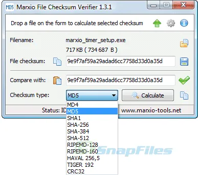 Marxio File Checksum Verifier Captura de pantalla 1