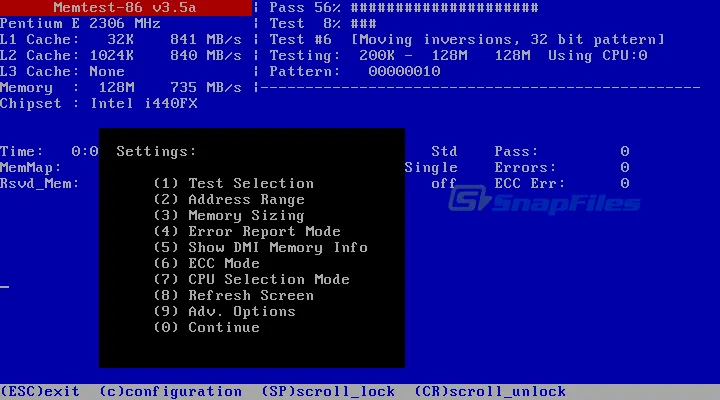 Memtest86 Captura de pantalla 1