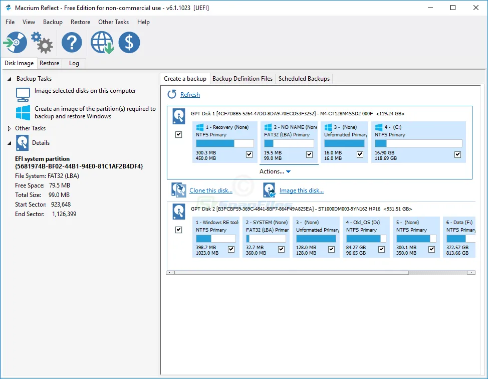 Macrium Reflect (Free Edition) Captura de pantalla 1