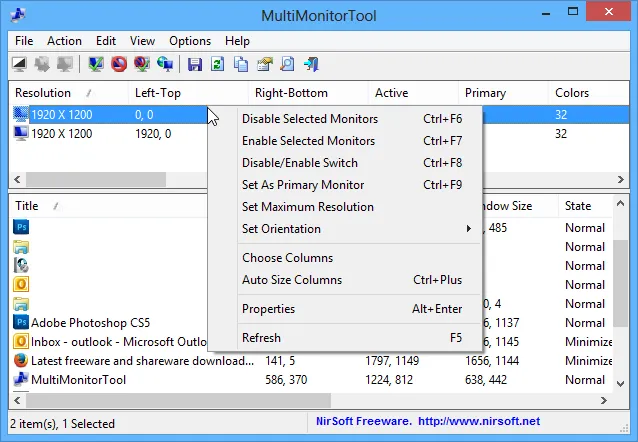 MultiMonitorTool Captura de pantalla 1