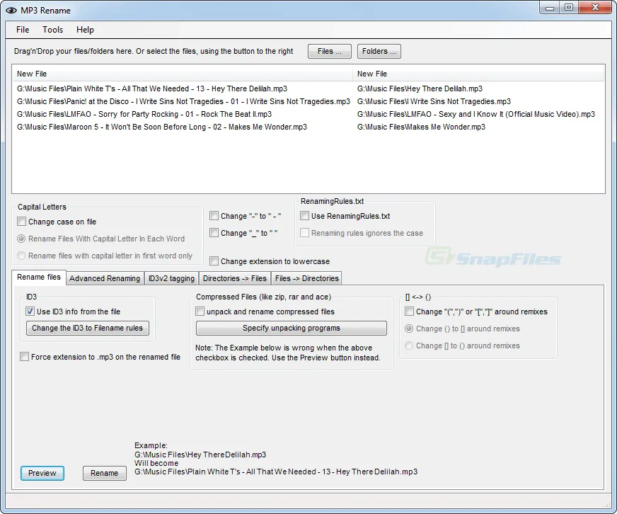 MP3 Rename Captura de pantalla 1