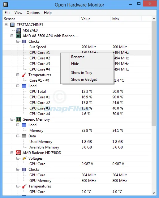 Open Hardware Monitor Captura de pantalla 1