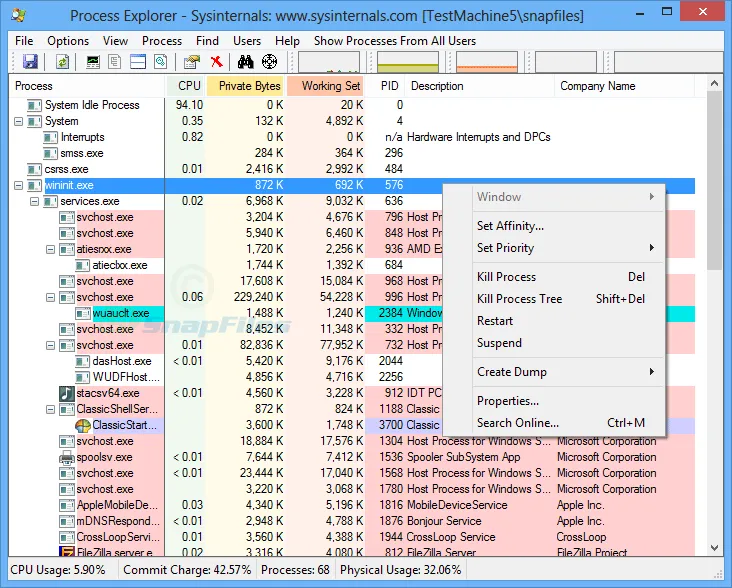 Process Explorer Captura de pantalla 1