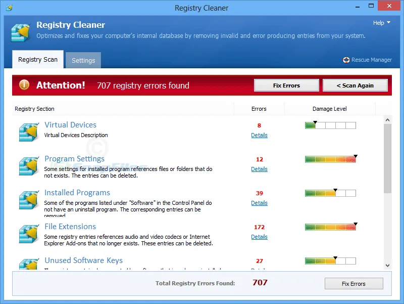 Pointstone Registry Cleaner Captura de pantalla 1