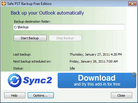 Safe PST Backup (Free Edition) Captura de pantalla 1