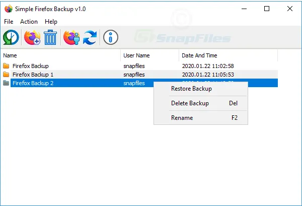 Simple Firefox Backup Captura de pantalla 1