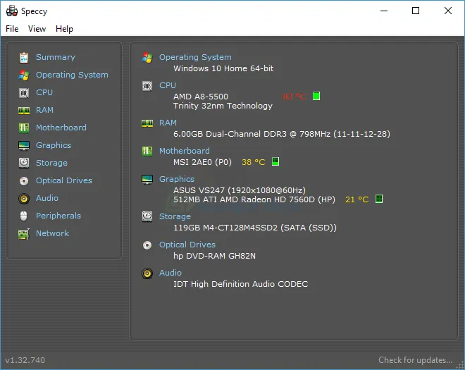 Speccy Captura de pantalla 1