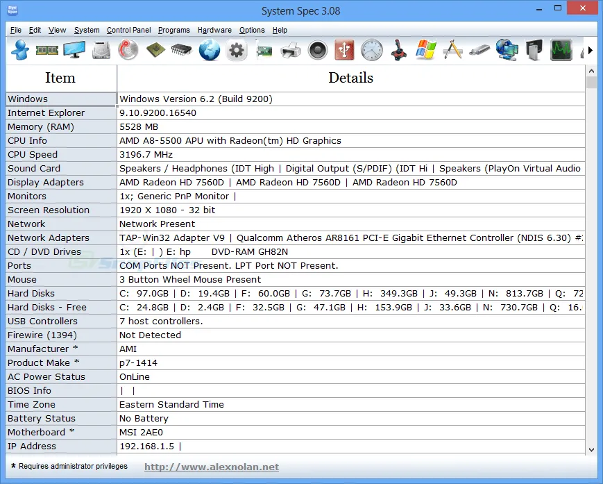 System Spec Captura de pantalla 1