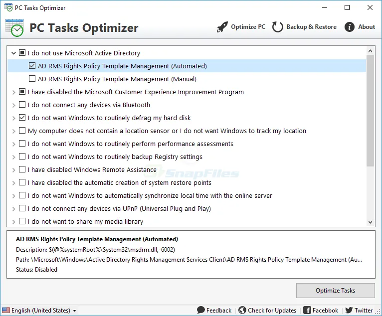 PC Tasks Optimizer Captura de pantalla 1