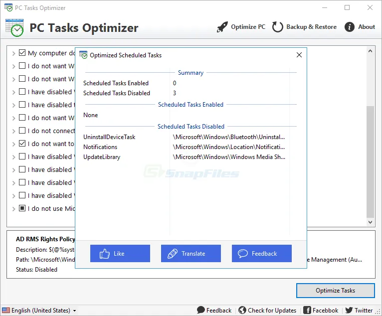 PC Tasks Optimizer Captura de pantalla 2